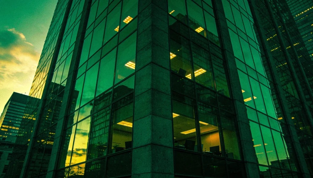 Torre corporativa ao entardecer — mercado de M&A de assessorias de investimentos | AAWZ Partners